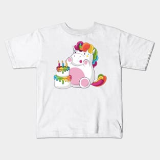 Cartoon Birthday Hippo Art Print Kids T-Shirt